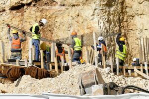 retaining wall contractors (stock photo)